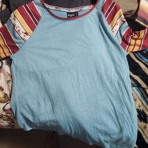 Cruel Girl Blue and Multicolor Striped Blouse